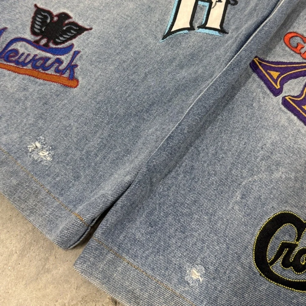 Headgear Jeans Mens 43 Light Blue Negro Leagues Baseball Museum Patches Baggy